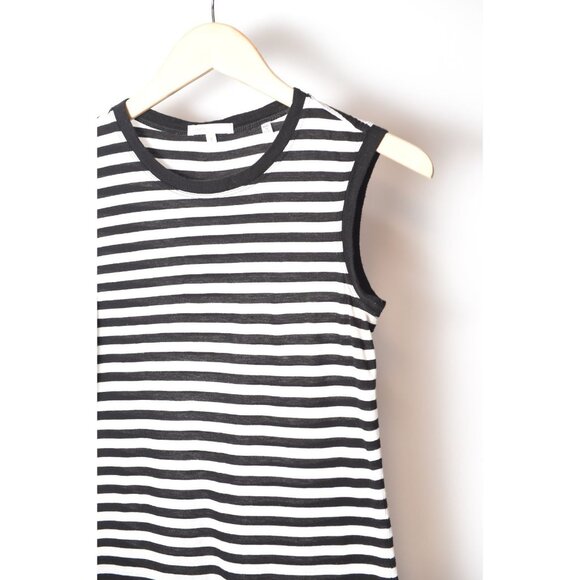 VINCE Tank Top Womens Size Small Black White Striped Pullover Sleeveless - Picture 2 of 9